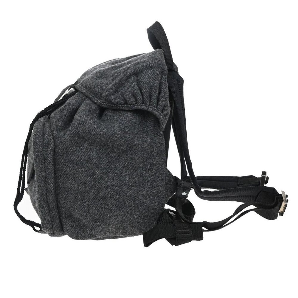 Prada Logo Drawstring Backpack Bag Wool Leather G… - image 2